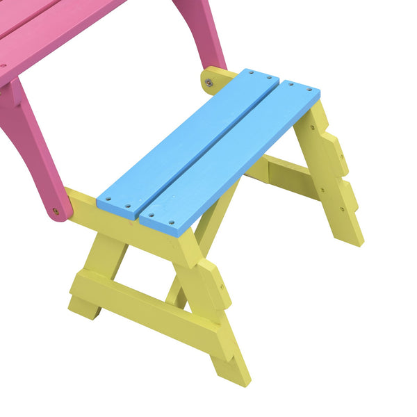 English Elm KID'S Multi-Functional Arm Chair Table Set with 2 Benches - Blue/Pink Wooden Kids Activity Furniture W495P170202