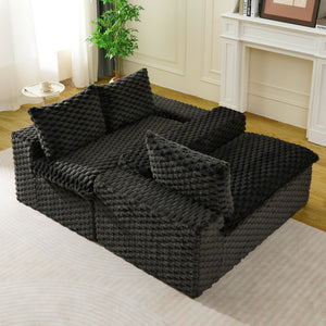 English Elm Luxury Turtle Velvet Multifunctional Sofa - Modular 4-Seat Design, Ergonomic Sponge Cushions, 400lbs Capacity, Stylish Living Room Centerpiece W3371S00035