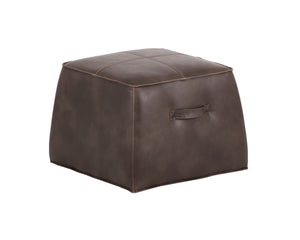 Sunpan Aspen Ottoman - Stylish Faux Leather Cube with Decorative Handle for Modern Spaces, 21" Square Havana Dark Brown