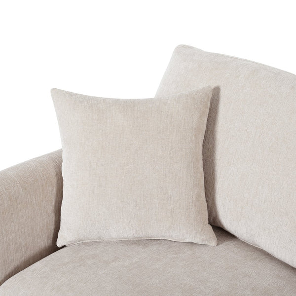 English Elm U_style Chenille Sectional Sofa with Curved Chaise Pine Frame and Three Accent Pillows Beige WY000461AAA