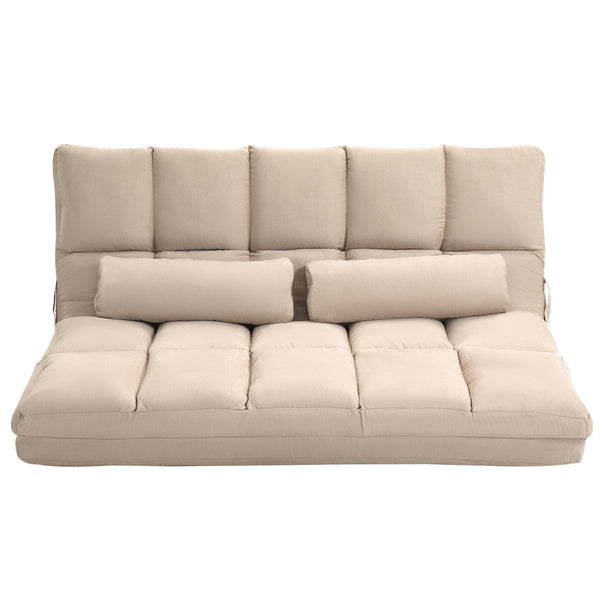 English Elm Homcom Convertible Floor Sofa Chair With Adjustable Backrest, 2 Pillows, Space-Saving Comfort! W2225P217475