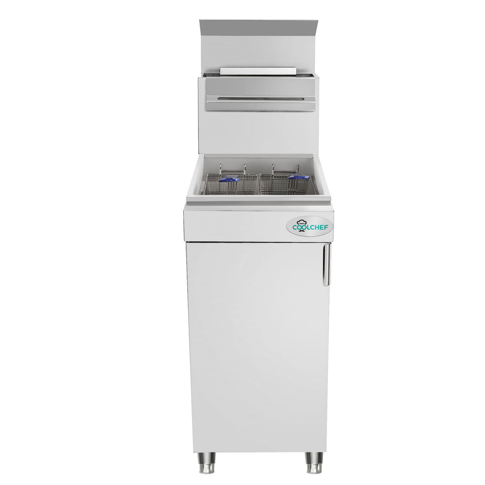 English Elm 90,000 Btu Triple Burner Natural Gas Fryer with 40 Lb Capacity for Restaurants W3629P365491