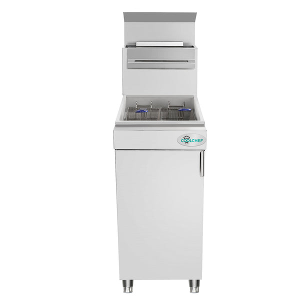 English Elm 90,000 Btu Triple Burner Natural Gas Fryer with 40 Lb Capacity for Restaurants W3629P365491