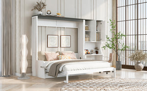 English Elm Multi-Functional Murphy Bed: Stylish Queen System With Sofa, Desk & Storage For Space-Saving Living N7090000606K