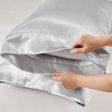 Madison Park Essentials Satin Casual Luxury 2 PC Pillowcases MPE21-919 Light Grey