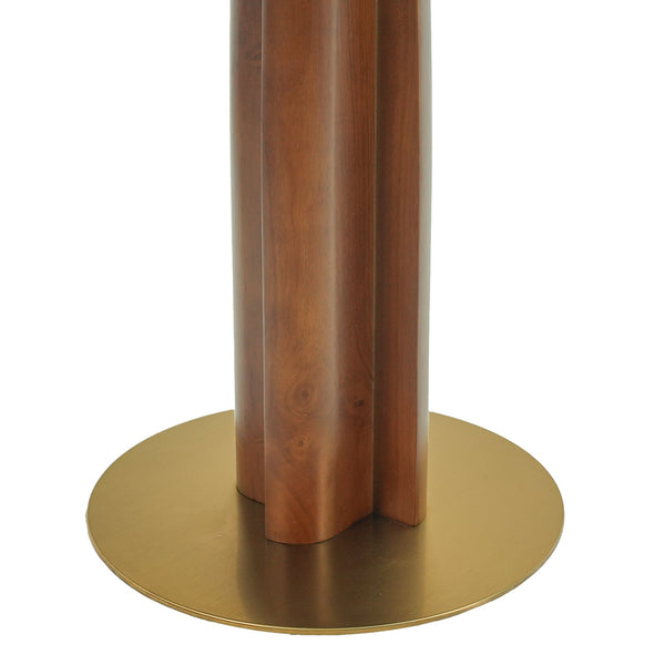 English Elm Modern Square Dining Table – 33.5" Sintered Stone & Wooden Legs, Chic Gold Base For Small Spaces W1535S00603