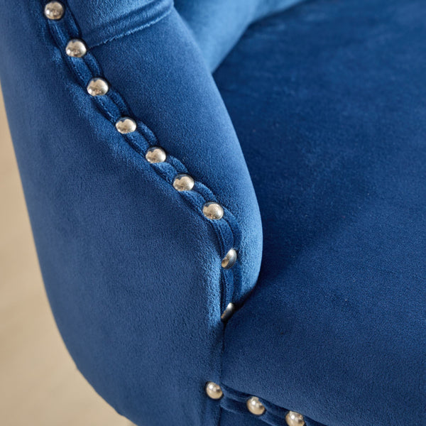 English Elm 25" Elegant Tufted Counter Bar Stools Set of 2 with Plush Spring Cushion and Chrome Durable Base Blue W1143P217852