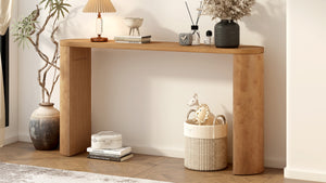 English Elm U_Style Modern Porch Table With Semi-Cylindrical Legs – Stylish Console For Entryways & Living Spaces N711P245617O-GIGA