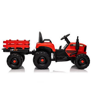 English Elm Ride on Electric Tractor Toy with Trailer 24v 400w Dual Motors Remote Control Led Red W1578P194696