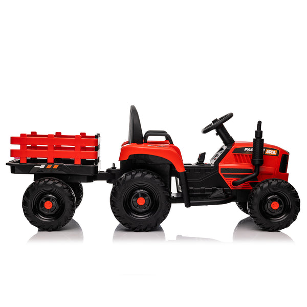 English Elm Ride on Electric Tractor Toy with Trailer 24v 400w Dual Motors Remote Control Led Red W1578P194696