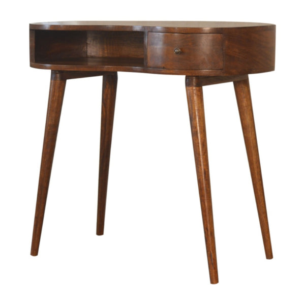 English Elm Solid Wood Chestnut Writing Desk – Handcrafted Mango Wood, Nordic Design, 1 Drawer & Open Slot Storage B182P279287-GIGA