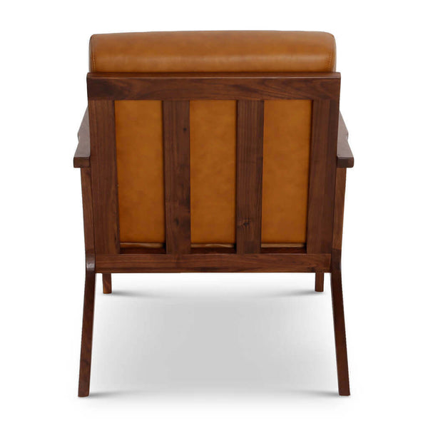 English Elm Midcentury Tan Leather Accent Chair with Solid Wood Frame, High-Density Foam Cushions, 43L x 30W x43H B353P366769