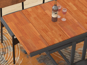 English Elm Extendable Convertible Shelf-to-Table Dining Table with Mahogany Wood & Metal Frame for Small Spaces W3128P281270