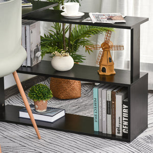English Elm HOMCOM L Shaped Corner Desk with 360° Rotating Shelves, Space-Saving Workstation, Sturdy Black W2225P173999