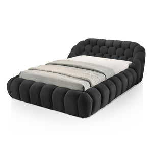 English Elm Modern Tufted Queen Platform Bed Upholstered Chenille Frame for Contemporary Bedroom Black,Charcoal,Charcoal Black B2741S00827