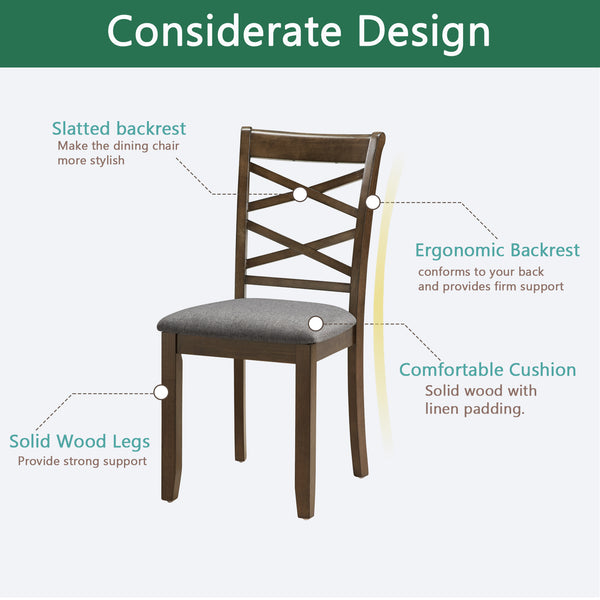 English Elm Dining Chairs Set Of 4, Ergonomic Walnut Wooden Side Chairs With Padded Seats For Comfort & Style W1998P317434