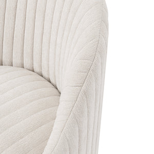 English Elm Leela Plush Chenille Swivel Lounge Chair with Brushed Gold Base, Ribbed Stitching, 440lb Capacity Cream B365P397955
