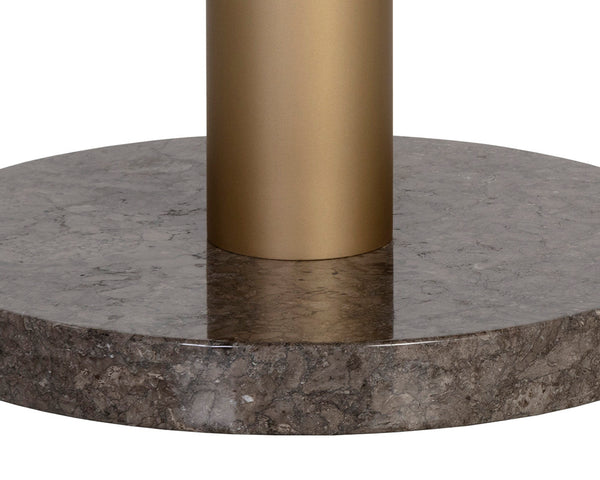 Sunpan Monaco 35.5" Modern Bistro Table with Unique Grey Marble & Gold Iron Base for Stylish Dining Spaces