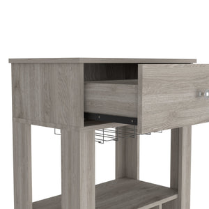 English Elm Memphis Mobile Bar Cart with 12-Bottle Wine Rack, Stemware Holder, Drawer & Caster Wheels B07092097