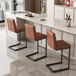 English Elm Faux Leather Counter Stools Set of Two Ergonomic Curved Back Metal Frame Kitchen Seating W5096P400642