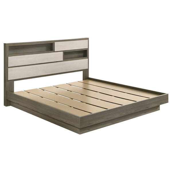 English Elm Pierce Eastern King Platform Bed with Led Headboard and Italian Gloss Finish B062S01833