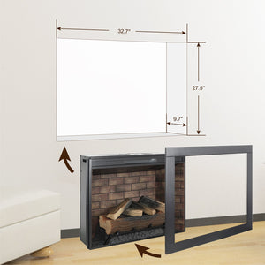 English Elm 33 Inch Infrared Quartz Electric Fireplace Insert with 3d Flame and Crackling Sound W1769P252988