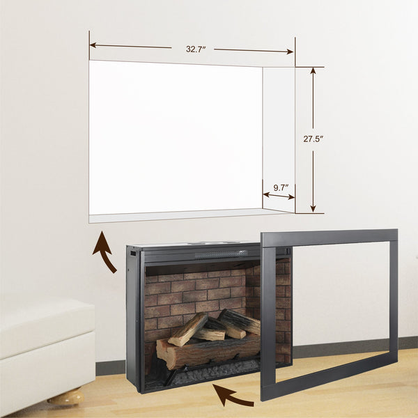 English Elm 33 Inch Infrared Quartz Electric Fireplace Insert with 3d Flame and Crackling Sound W1769P252988