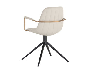 Sunpan Cassius Swivel Dining Armchair - Modern Elegance with Brushed Gold Accents and Stylish Comfort Dillon Cream