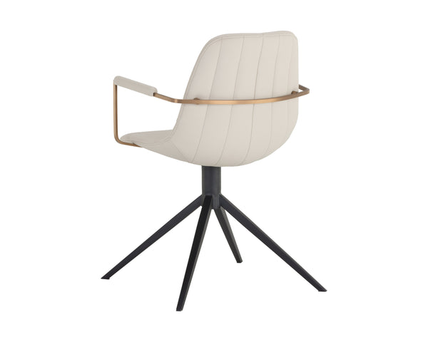 Sunpan Cassius Swivel Dining Armchair - Modern Elegance with Brushed Gold Accents and Stylish Comfort Dillon Cream