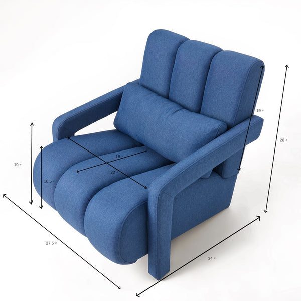 English Elm Modern Linen Accent Chair Scandinavian Style with Lumbar Pillow for Living Room W2671P411189