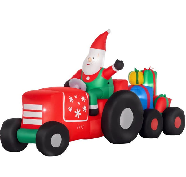 English Elm Inflatable Santa Driving Gift Trailer Outdoor Yard Decor with Led Lit Display T3971P414226