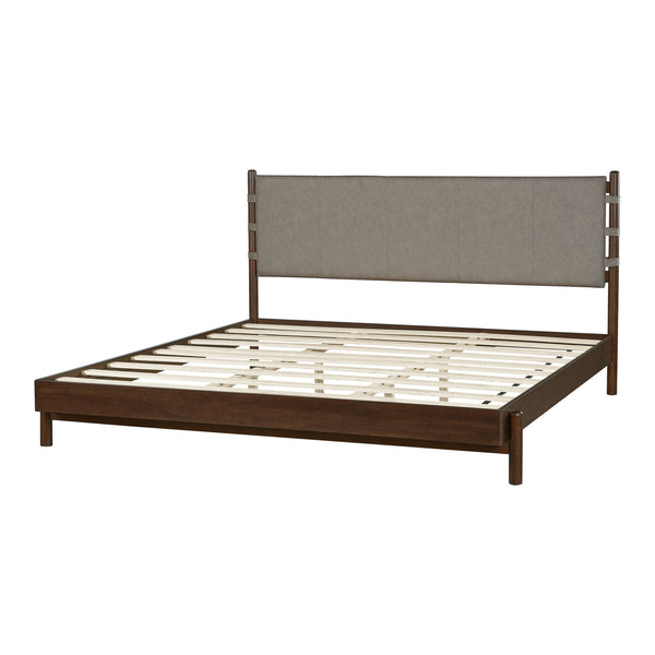English Elm Christopher Knight Home® - Premium Rubber Wood Platform Bed Frame - King Size Mid-Century Modern Design With Elegant Walnut Finish N770P288597D_N770P288598D