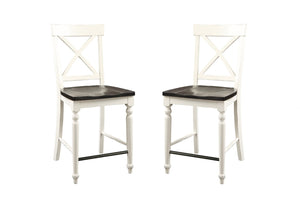 English Elm Wallace & Bay - Brown 24" Tall Bar Stools Set Of 2 - Rustic Charm With Antique White Frame, Solid Wood Durability B2709P212557-GIGA