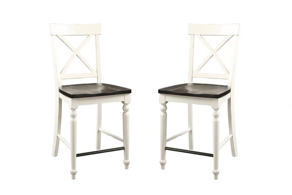 English Elm Wallace & Bay - Brown 24" Tall Bar Stools Set Of 2 - Rustic Charm With Antique White Frame, Solid Wood Durability B2709P212557-GIGA