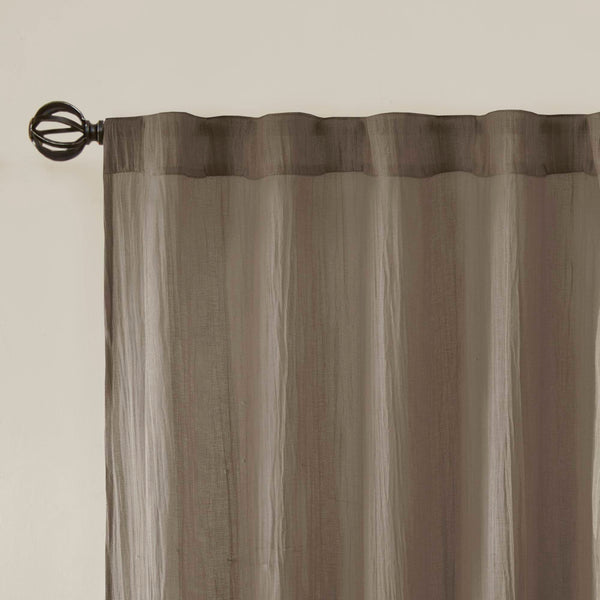 JLA Home Madison Park - Solid Crushed Sheer Curtain Panels Pair — Semi-Sheer Textured Drapes for Soft Light, Layering & Style Taupe MP40-4502