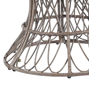 English Elm Durable Outdoor Round Acacia Wood Wicker Dining Table Seats Six Patio Entertainer Brown N770P345268D