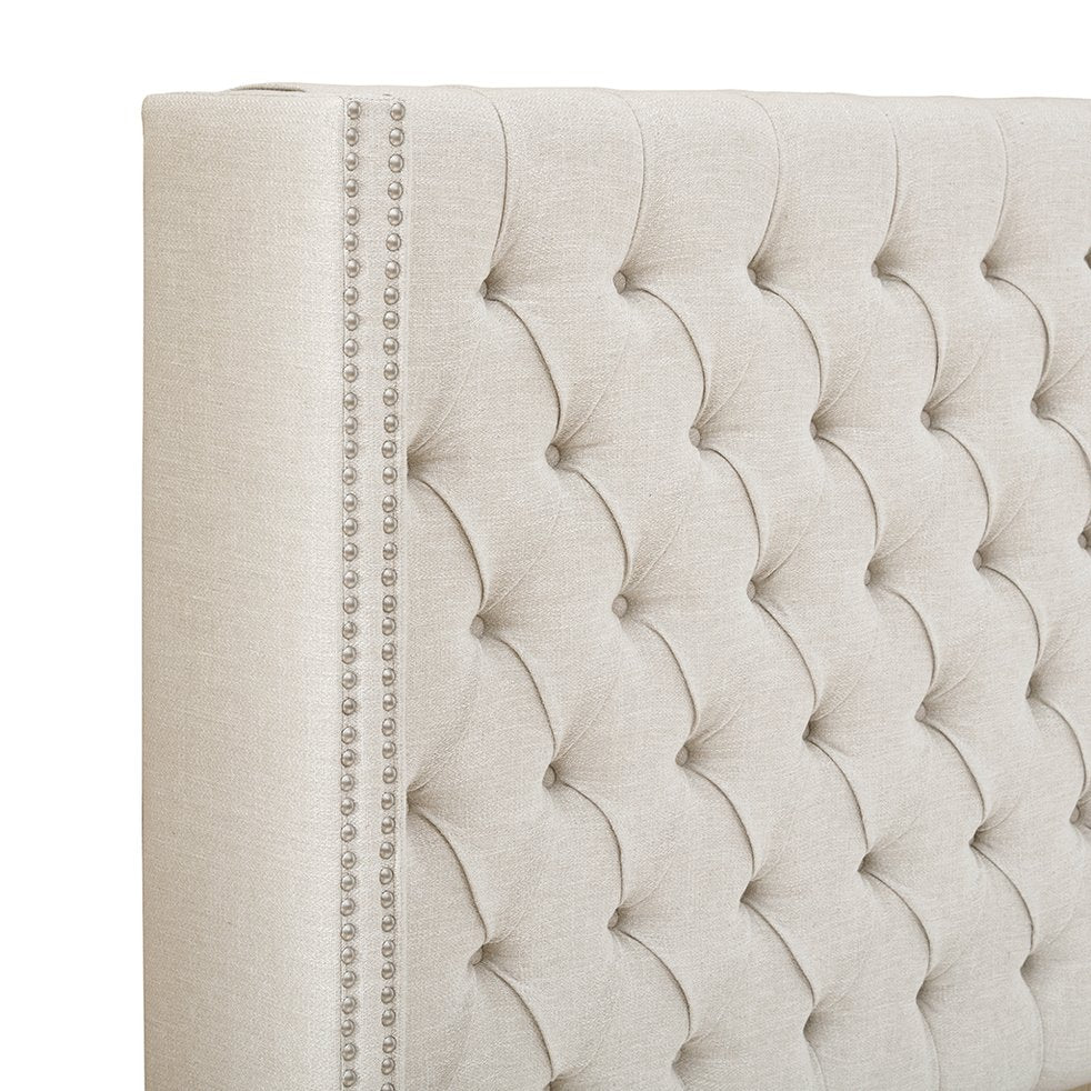 JLA Home Madison Park - Upholstered Wingback Headboard with Hand-Tufted Buttons, Double Nailhead Trim, Plush Support 84.5 L x 8.5 W x 54.25H MP116-0356