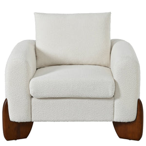 English Elm U_style Bouclé 3 Piece Living Room Sofa Set with Loveseat and Two Accent Armchairs Beige WY000479AAA