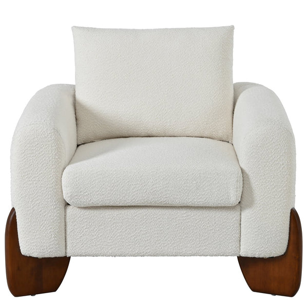 English Elm U_style Bouclé 3 Piece Living Room Sofa Set with Loveseat and Two Accent Armchairs Beige WY000479AAA