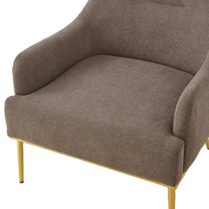English Elm Modern Chenille Armchair with Curved Back Gold Legs Plush Accent Seat for Any Room Brown N763P360684D