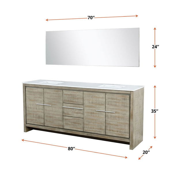 English Elm Rustic Acacia Double Bath Vanity Set With Cultured Marble Top & 70-Inch Mirror For Modern Charm B2731S01770-GIGA