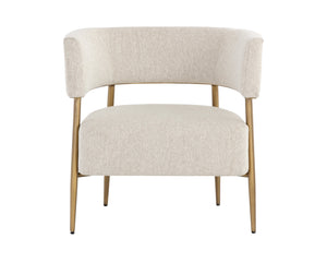 Sunpan Maestro Lounge Chair - Contemporary Curved Design with Antique Brass Legs for Luxurious Comfort Dove Cream