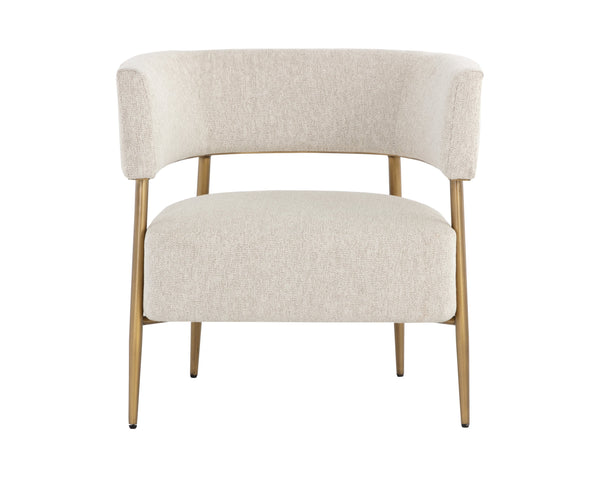 Sunpan Maestro Lounge Chair - Contemporary Curved Design with Antique Brass Legs for Luxurious Comfort Dove Cream