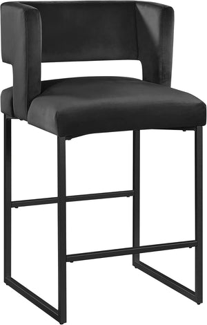 English Elm Modern Glam Counter Stools Set of 2 Velvet Cushioned Seats with Gold Metal Legs Black B011P423327