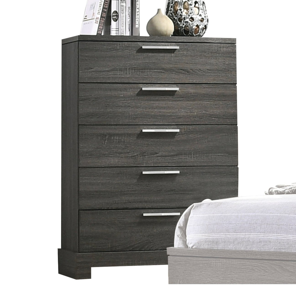 English Elm Lantha Sleek Oak Finish Dresser with Six Smooth-Glide Drawers, Wood Sled Base, Durable Dovetail Craftsmanship Gray 54 L x 18 W x 38 H B2726P257366