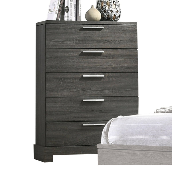 English Elm Lantha Sleek Oak Finish Dresser with Six Smooth-Glide Drawers, Wood Sled Base, Durable Dovetail Craftsmanship Gray 54 L x 18 W x 38 H B2726P257366