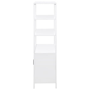English Elm Kenneth Tall Metal and Pe Rattan Accent Cabinet with Open Shelves for Living Spaces B062P440091