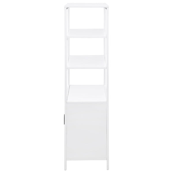 English Elm Kenneth Tall Metal and Pe Rattan Accent Cabinet with Open Shelves for Living Spaces B062P440091