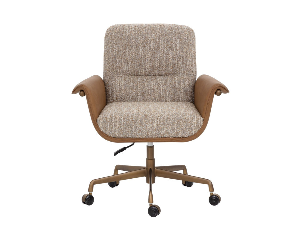 Sunpan LOMAX Office Chair - Stylish Dusty Greige & Cognac Faux Leather, Ergonomic & Durable Design 112386