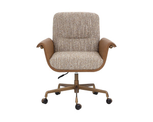 Sunpan LOMAX Office Chair - Stylish Dusty Greige & Cognac Faux Leather, Ergonomic & Durable Design 112386